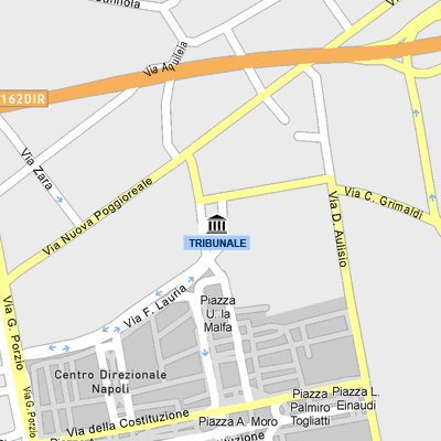 Mappa cartografica di Napoli centrata sul Tribunale ubicato in Piazza E. Cenni, 1