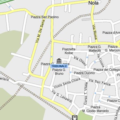 Mappa cartografica di Nola centrata sul Tribunale ubicato in Piazza G. Bruno - Palazzo Orsini