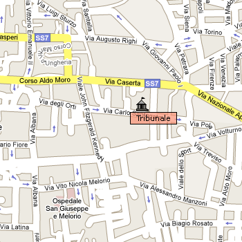 Mappa cartografica di Santa Maria Capua Vetere centrata sul Tribunale ubicato in Via Carlo Santagata